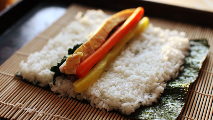 kimbap before being rolled